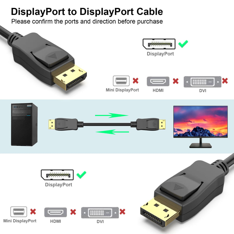 BENFEI [VESA Certified 8K DisplayPort to DisplayPort 6 Feet Cable 5 Pack, DP to DP Male to Male Cable, Supports 8K@60Hz, 4K@144Hz 120Hz, 2K@240Hz Compatible for Lenovo, Dell, HP, ASUS and More Black