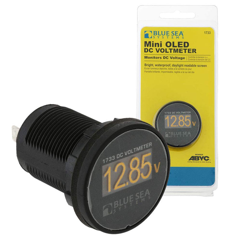 Blue Sea Systems Mini OLED Meters for Marine, RV and More Dc Voltmeter Yellow