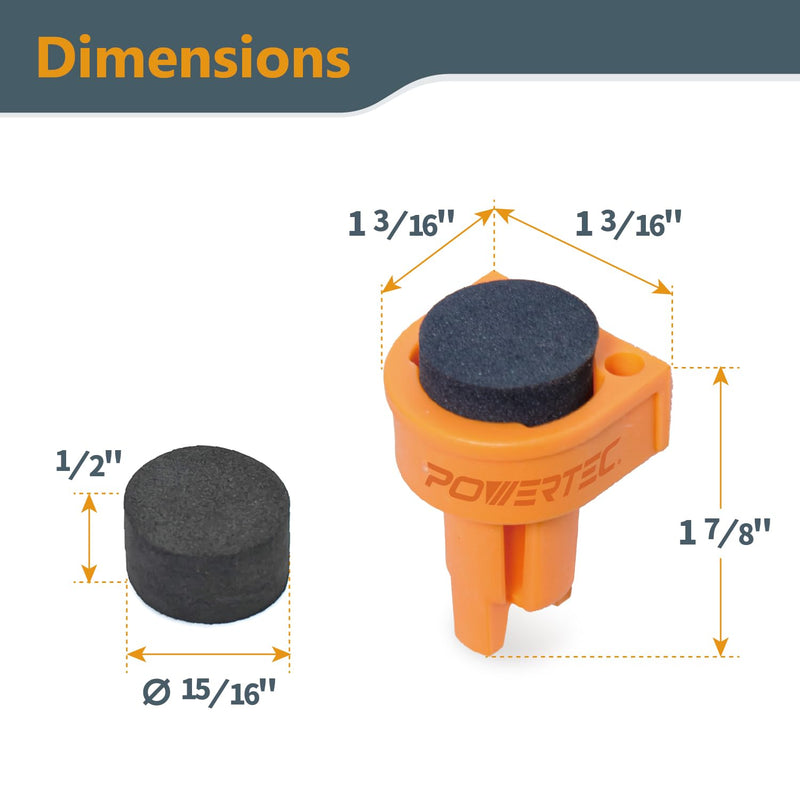 POWERTEC 72240 Bench Dog Clamps w/Bench Dogs for 3/4" Dog Holes | 2PCs Quick Clamp and Release Wood Clamps with 176lbs Clamping Force, 8PCs Durable Bench Dogs with Grommet Bench Brake Inserts Bench Dog Clamps (2PCs) w/ Bench Dogs (8PCs)