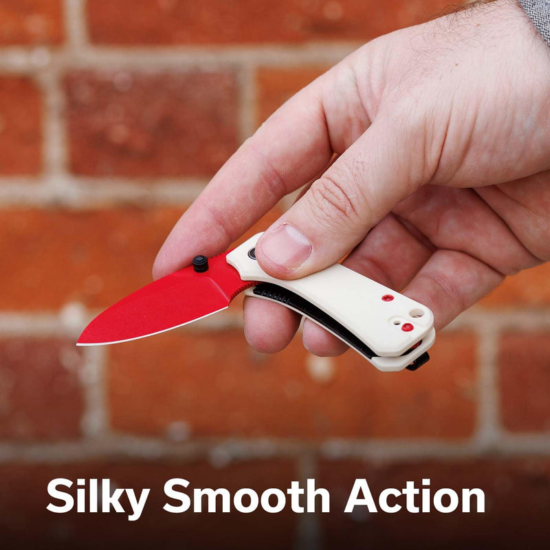 CIVIVI Baby Banter Pocket Knife for EDC, Ben Petersen Folding Knife with 2.34 in Nitro V Steel Blade G10 Handle, Titanium Thumb Stud Opener C19068S-7(Red) Red G10