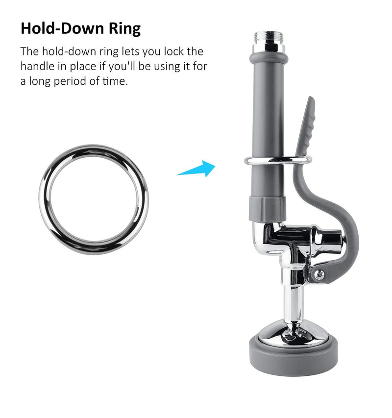 Pre Rinse Sprayer Commercial Sink Sprayer Head Spray Valve,1.42GPM Restaurant Sink Dish Spray with Handle for Commercial Kitchen faucets,Chrome Finished (Grey) Gray Round Sprayer
