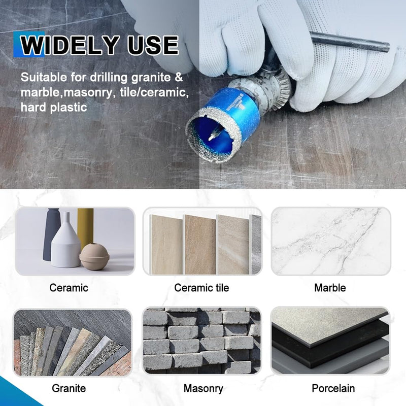 Dry Diamond Core Drill Bit with Pilot Bit - 4" Diamond Tile Hole Saw with Triangle Shank for Porcelain Tile Ceramic Stone Granite Marble 100MM 2