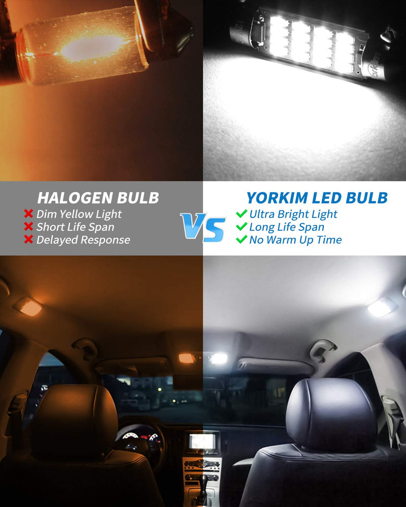Yorkim Super Bright 578 LED Bulb White 41mm 42mm led Bulb Canbus Error Free 16-SMD 4014 Chipset, 212-2 Dome Light Map Light, 211-2 LED Interior Light, Watts:2W/bulb, Lumens:105LM/bulb,Pack of 4