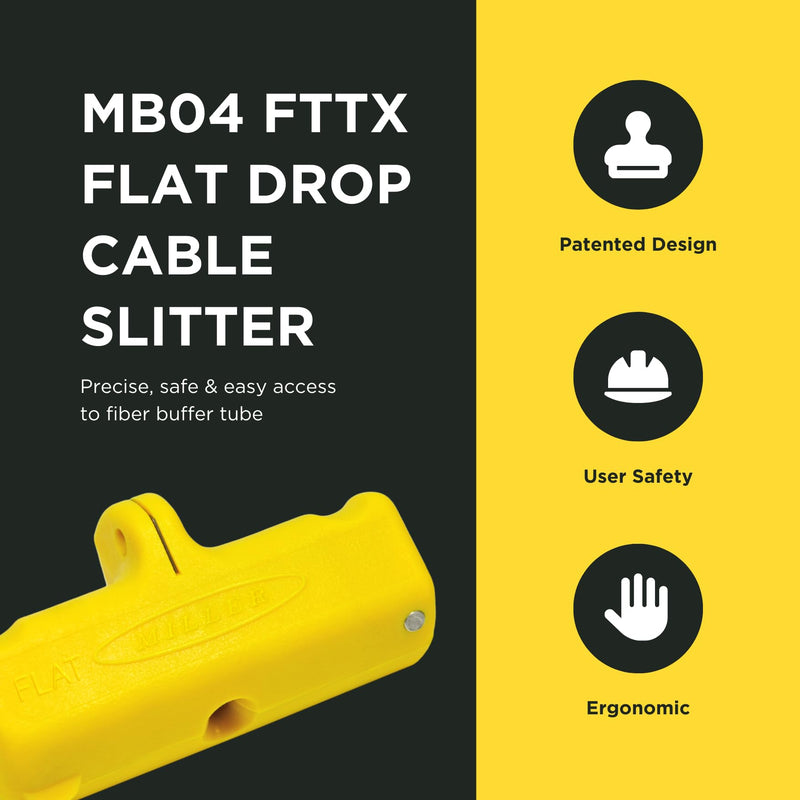 Miller MB04 FTTX Flat Drop-Cable Slitter with Articulating Hinge, Easily Portable Tool for Professional Technicians, Electricians, and Installers, 3.88 Ounces