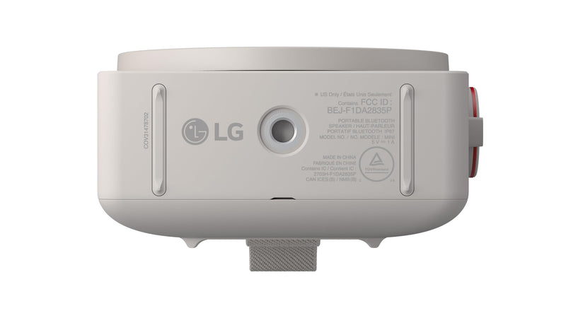 LG xboom Mini by will.i.am Portable Outdoor Bluetooth Speaker, up to 10 Hours, IP67 Dust and Water Resistant, Adjustable Hanging Strap, Warm Grey