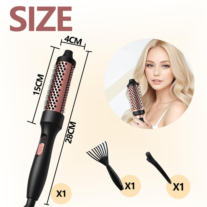 Ionic Thermal Round Heated Hot Brush - 38mm/1.7 Inch Barrels, 5 Temperature Settings, Natural Curls & Shinier Hair, Dual Voltage, UK Plug, Professional Hair Styler