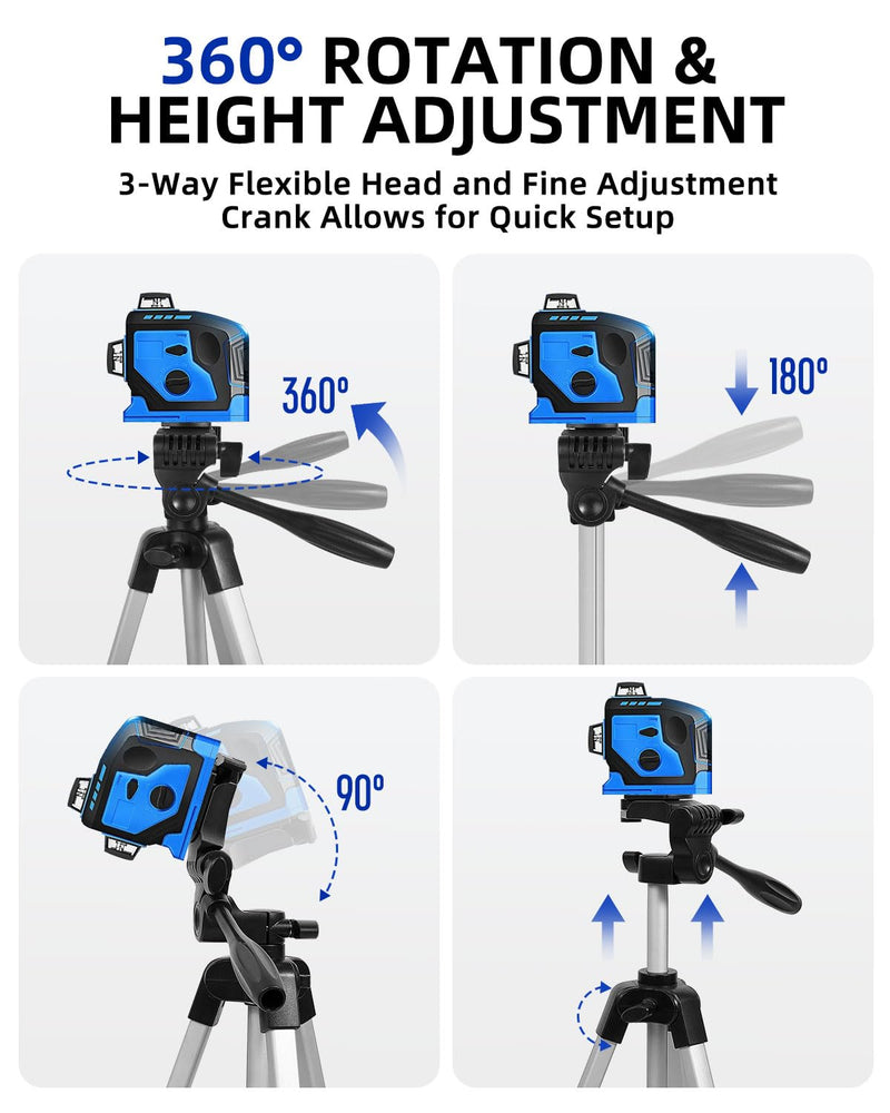 16.5"-55" Aluminum Tripod for Laser Level, 1.2lb Lightweight, 3D Pan Tilt with Bubble Level, Quick Release Plate, Silver 55 inches