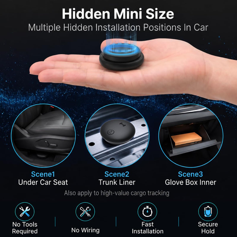 GPS Tracker for Vehicles,2 Pack Magnetic Hidden GPS Tracker for iOS Find My | Mini Tracking Devices for Cars Hidden Splashproof Available(iOS Only),No Monthly Fee Subscription No SIM Card Required-Black Black