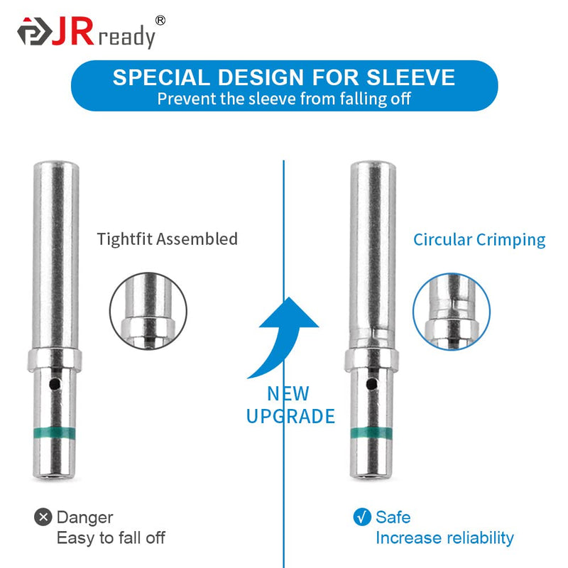 JRready 90 Pairs Deutsch Connector Pins and Sockets Solid Contacts Size 16 ST6281 - Male Pins 0460-215-16141/ Female Pins 0462-209-16141, DT Connector Terminals Wire Size 14-20AWG Size 16 - 90 Pairs Green Stripes Solid Contacts