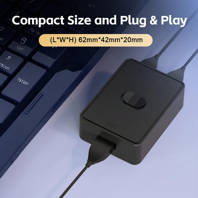 USB 3.0 Switch Selector, Bi-Directional USB Switcher 2 in 1 Out/1 in 2 Out, YuLinca Mini USB Switch for 2 Computers Share Keyboard Mouse Scanner Printer