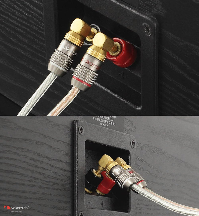 Nakamichi FanLock Excel Series 24k Gold Plated Right-Angle 90 Degree Banana Plug 10 AWG - 18 AWG Gauge Size 4mm for Speakers Amplifier Hi-Fi Home Theatre Wire Cable Quick Connector, 12 Pcs (6-Pairs) 12 Pcs (6-Pairs)