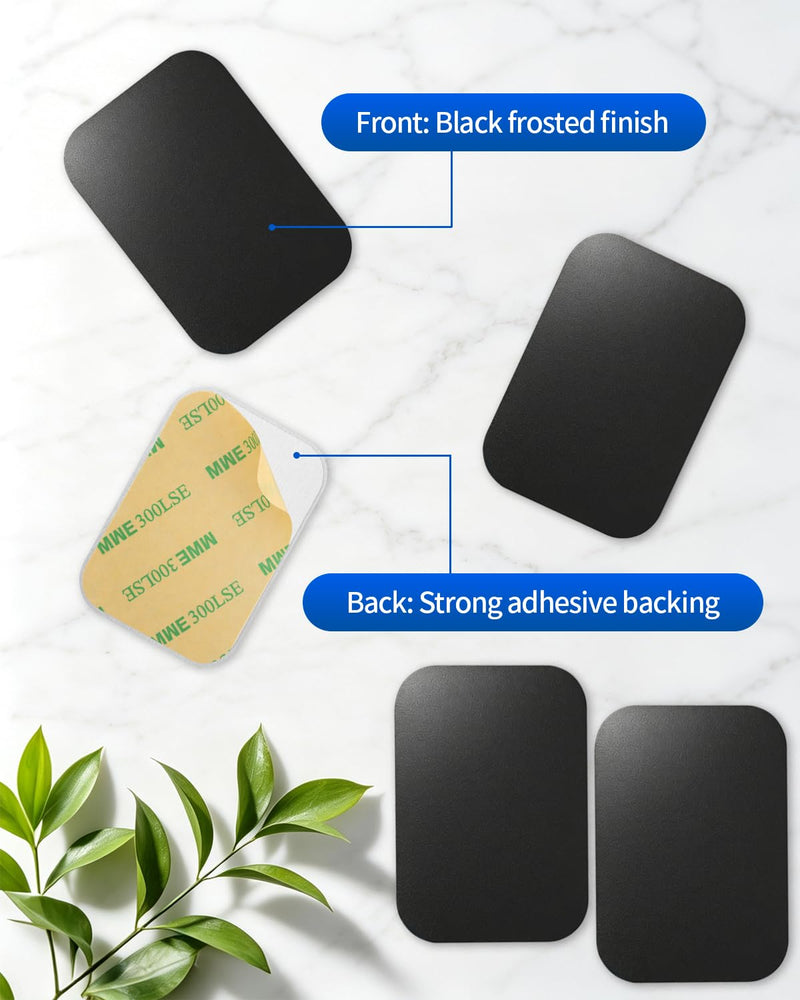 32 Pack Adhesive Metal Plate for Magnets - 2.55" X 1.77" Metal Plate with Adhesive Backing, Magnet for Phone Case and Magnetic Car Mount, Metal Plate for Phone Vent Wall Mount (Black) Black Rectangle-2.55*1.77 in