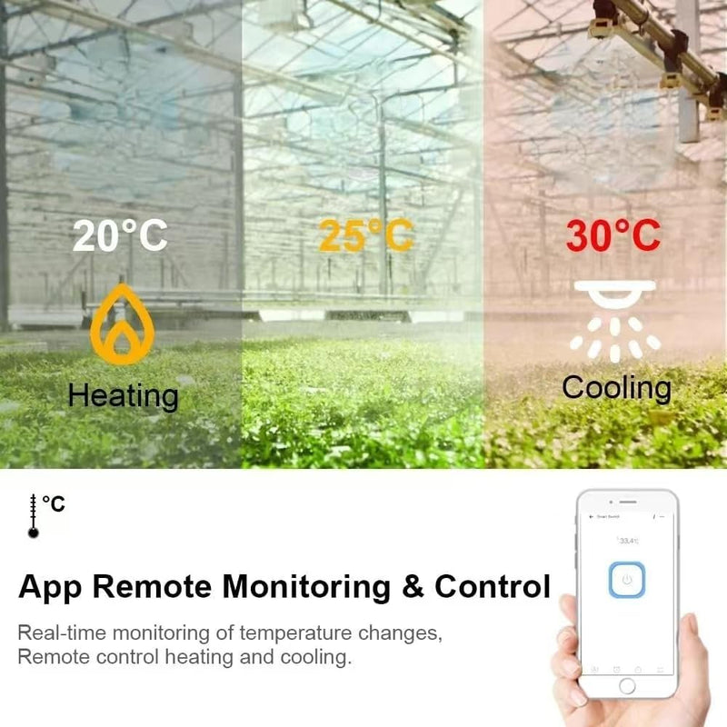 Tuya WiFi Smart Temperature Sensor Controller,4CH 85-250V Relay Switch, Remote Voice Control, APP Remote Control, Dry Contact, Real-Time Monitoring, Compatible with Alexa and Google Home 4CH 110V Temperature