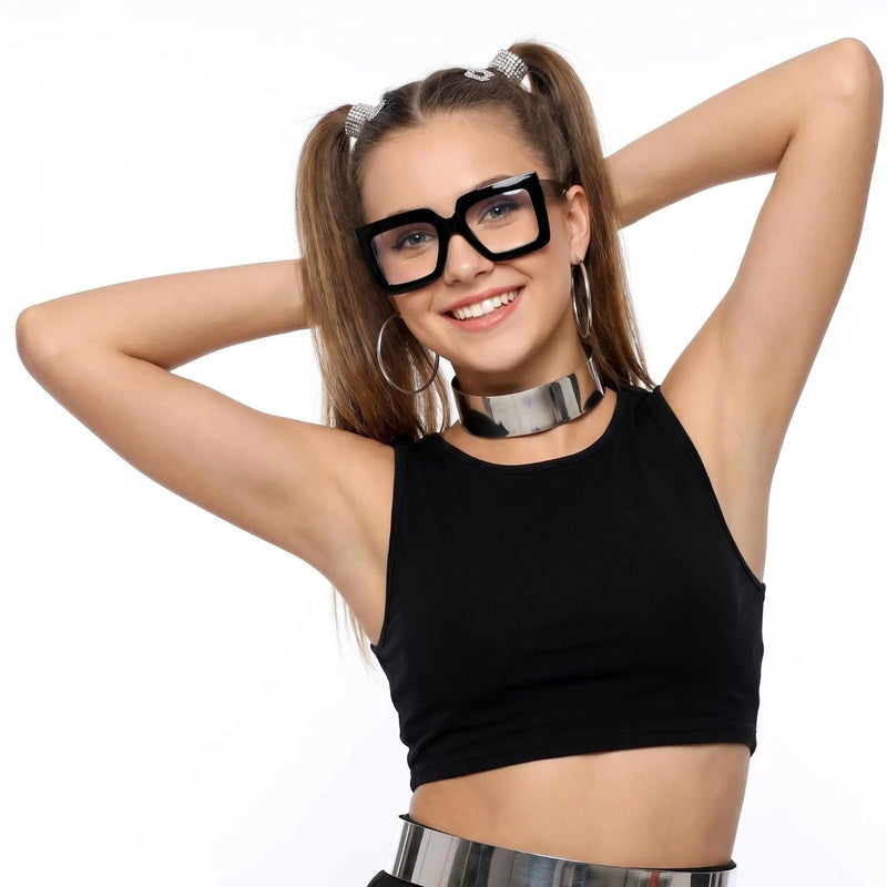 4 Pack Oversized Blue Light Glasses for Women Fashion Thick Square Large Frame Computer TV Eyewear Eyeglasses Non-Prescription Blocking Stylish Thick Square Readers