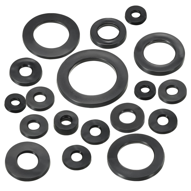 PATIKIL M8 Rubber Flat Washer, 120 Pack 8mm ID 16mm OD 10mm Thick Sealing Spacer Gasket Ring for Faucet Pipe Water Hose Fastener Bolt, Black 8x16x10mm