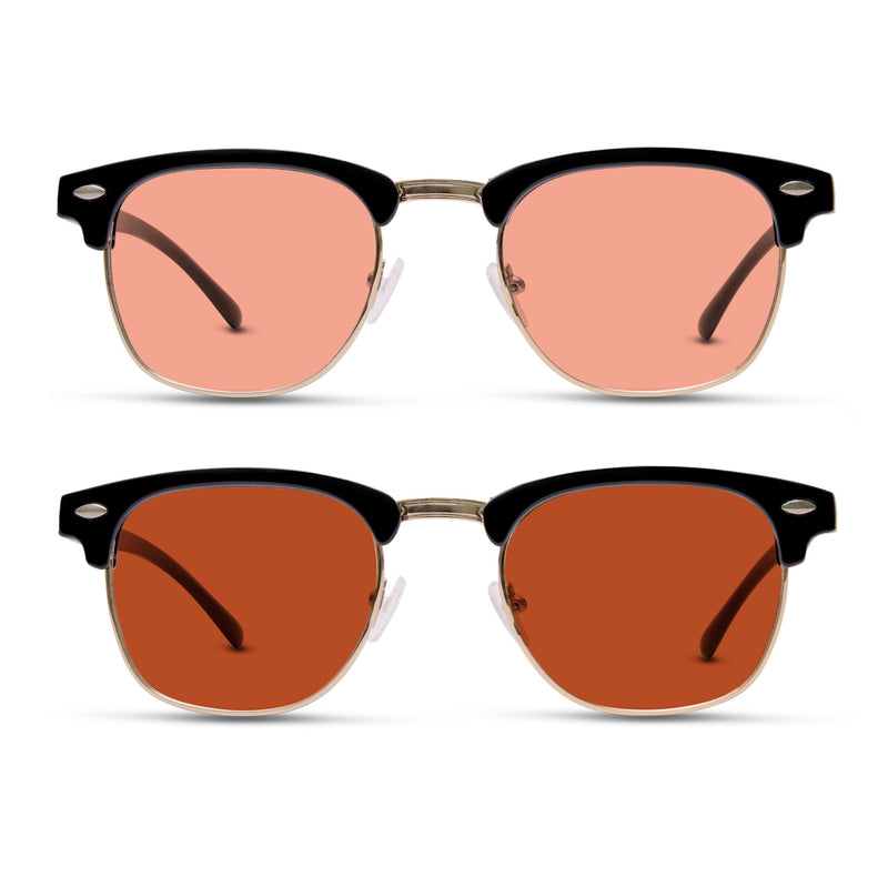 BRADDELL FL-41 Rose & FL-60 Clubmeister Blue Light Glasses for Migraine Light Sensitivity, Fluorescent LED Lighting & Concussion