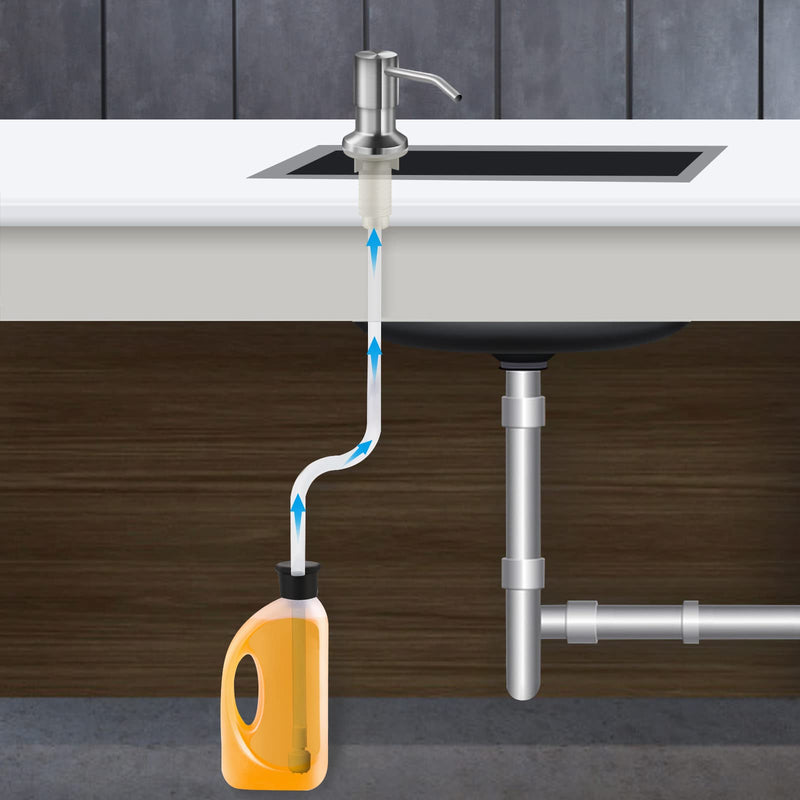 Soap Dispenser for Kitchen Sink and Extension Tube Kit, Stainless Steel SoapDispenser with 47 Inches Tube Connects Directly to Soap Bottle, Hand and Dish Soap Dispenser Pump （Brushed Nickel） Brushed Nickel With 47" Tube Kit