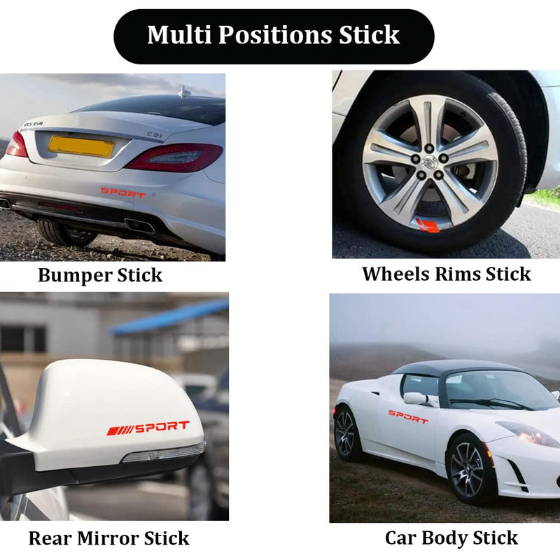 Pincuttee 14pcs Car Decal Stickers,Wheel Rim Decal Sticker,Sport Logo Reflective Stickers,Sport Emblem Car Rear Bumper Sticker,Rear Mirror Decals for All Vehicles(Red,14PCS) Red