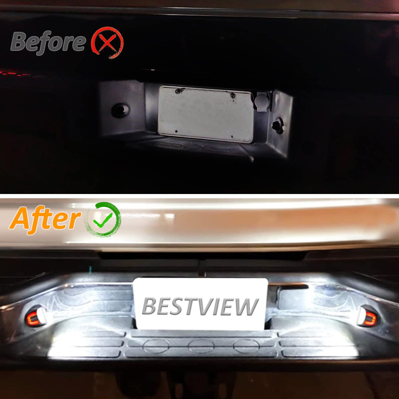 Bestview Red U-shaped Full LED License Plate Light Tag Lamp Assembly Replacement for Chevy Silverado GMC Sierra 1500 2500 3500 Suburban Tahoe Avalanche Cadillac Escalade EXT Yukon XL, 2 PCS Black+Red