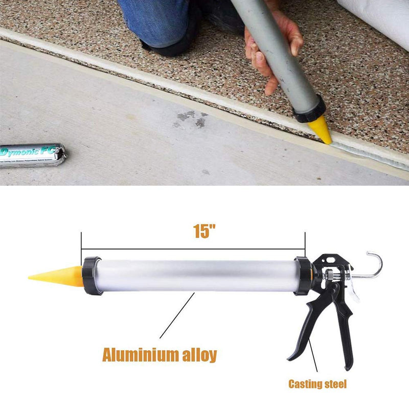 Sealant Sausage Caulking Gun with Aluminum Cartridge 600ml/20oz - 12:1 Thrust Ratio (Silver) Silver