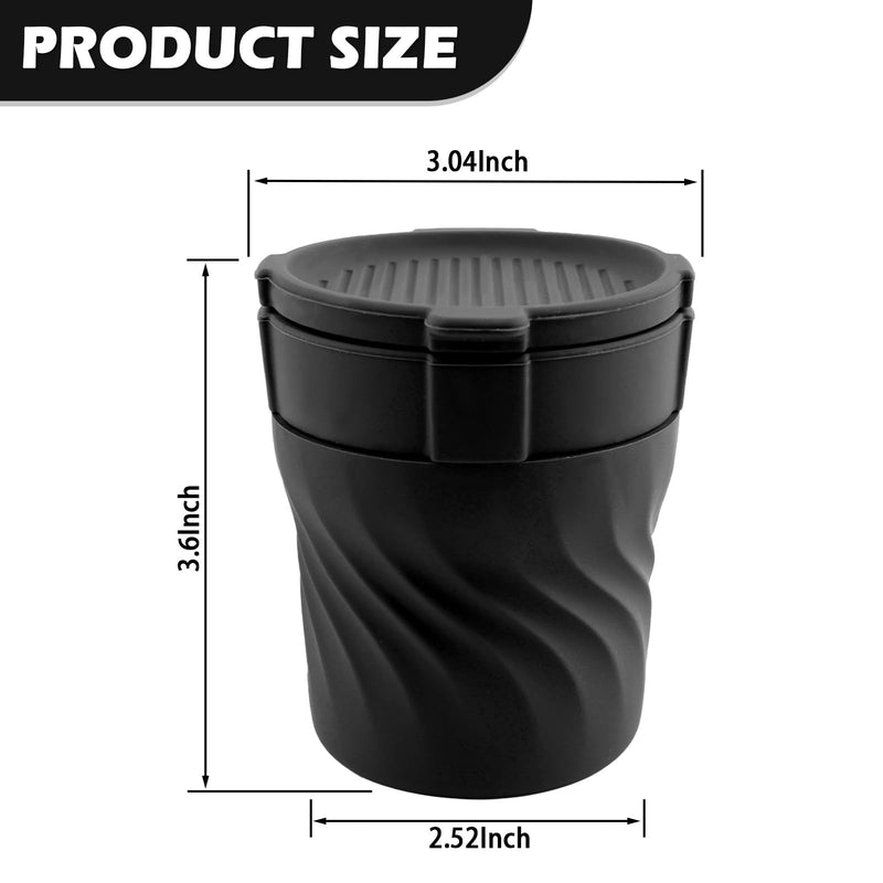 Car Silicone Ashtray,Drop-Proof & Non-Breakable Smokeless Car Ashtrays for Cup Holder Smell Proof with Separate Design,Portable Cars Ashtrays with Lid as Cars Trash Can (Black) Black