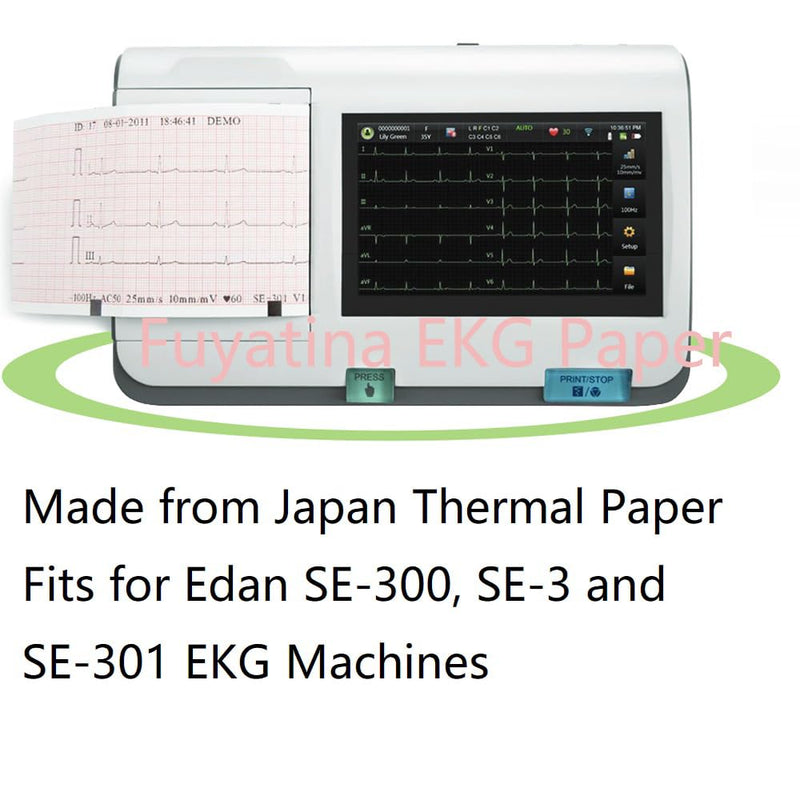 10 Rolls Premium ECG Paper EKG Paper for 3 Channel ECG Machine, Fits for Edan SE-300,SE-3 and SE-301, fits for CONTEC ECG300G and ECG-600G, fits for Biocare iE 300 and iE3 80mm x 20m Millimeters