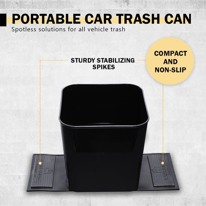Car Garbage Can Premium Car Trash Bin with Stability Flap and Magic Strips Secure Waterproof Interior Organizer Accessories Leakproof Container for Cars 20 Pcs Trash Bags - Black