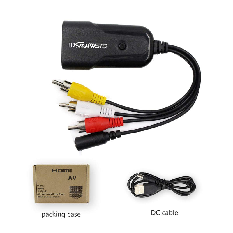 Mini HD 1080P Converter Box RCA AV/CVSB Video Converter Box 480P 720P 1080P HDMI2AV Hdmi to AV(CVBS) Support HDMI adapder for HDTV TV PS3 Computer PC VCR