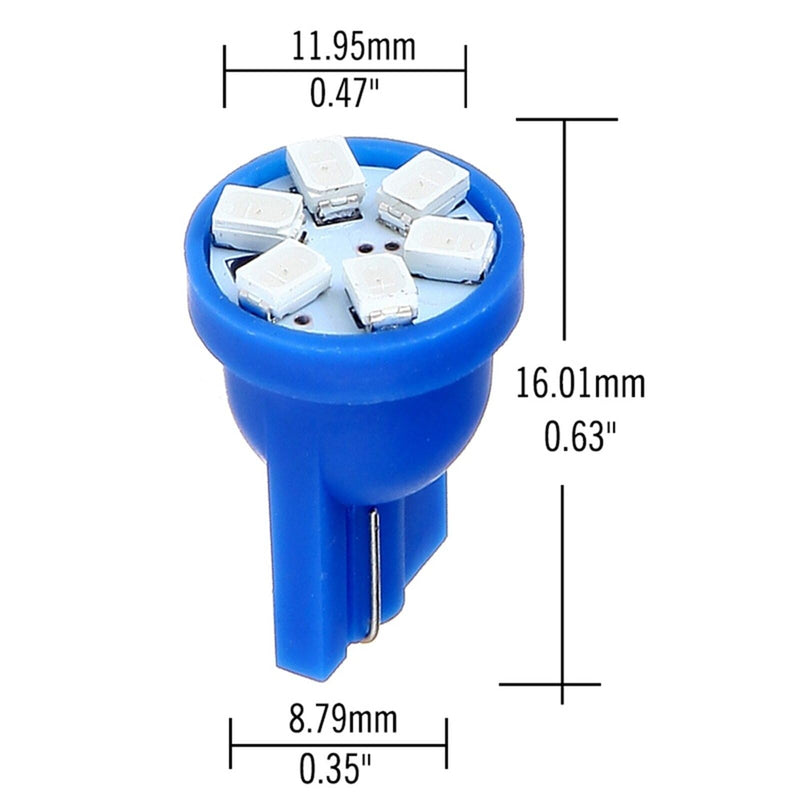 cciyu 10X Super Blue Wedge Side T10 6SMD LED Speedometer Instrument Light 192 194 168 10