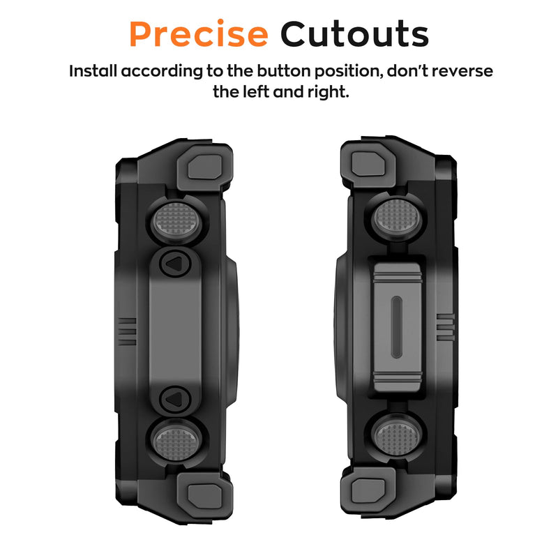 ISABAKE Rugged Watch Case for Amazfit T-Rex Ultra 2 Protective Cover Shell | Shockproof, Anti-Scratch Black
