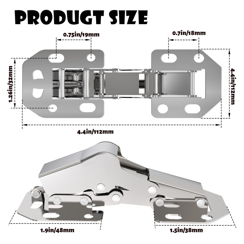 BESTEEL 4 Pack Hidden Hinges Upgrade Soft Close Surface Mounting Hinge,90 Degree Concealed Cabinet Hinges for Kitchen Cabinet Doors Frameless,No Pre-drilled,Surface Mount Hinges with Extra Bumper 4 PCS