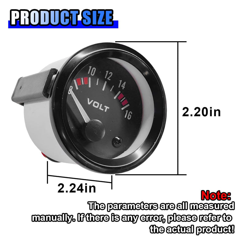 12V Car Voltmeter 2" 52MM Voltage Gauge Meter, Digital Automotive Voltmeter, Universal LED Light Electrical Vehicle Voltage Meter Gauge with Measure Range 8-16V