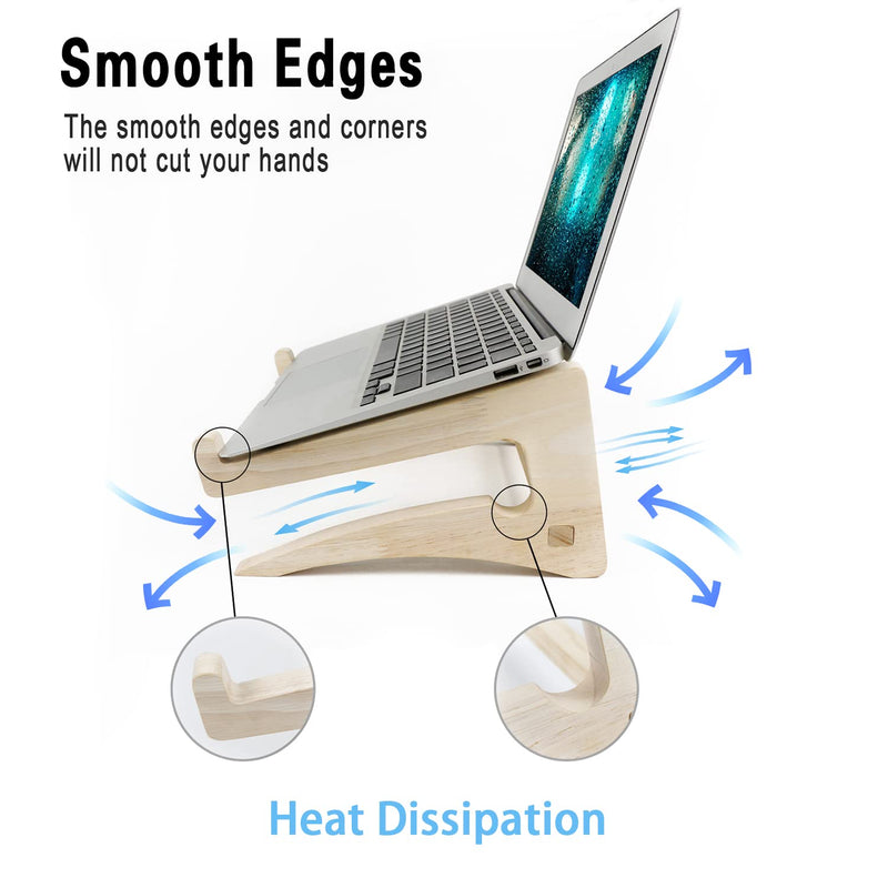 UI U & I Laptop Stand, Wooden Laptop Stand, Detachable Wooden Notebook Holder Mount Stand for Desk, 11-14inch Compatible with Apple MacBook Air Mac Pro, HP, DELL, Acer, Toshiba, Surface, Lenovo etc small