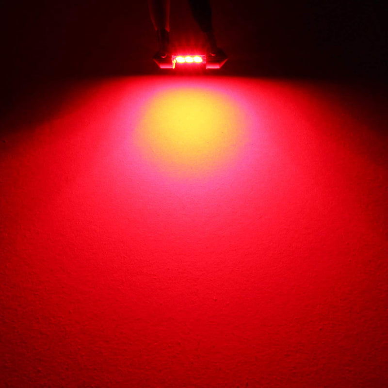 PHINLION Super Bright DE3021 LED Red Bulb 3030 6-SMD Festoon 1.25" 31mm DE3175 DE3022 Miniature LED Bulbs for Car Interior Door Map Dome Trunk Courtesy Light, Pack of 4