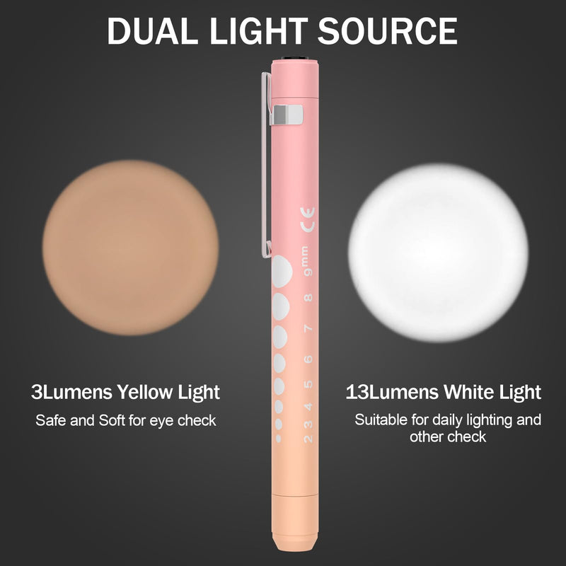 Rechargeable Pen Light for Nurses and Doctors – LED Medical Penlight with USB Charging, Dual Light Modes, Durable Clip – Ideal Gift for Graduation, Night Shift, Clinical Use – Orange Pink Gradient Pink orange gradient