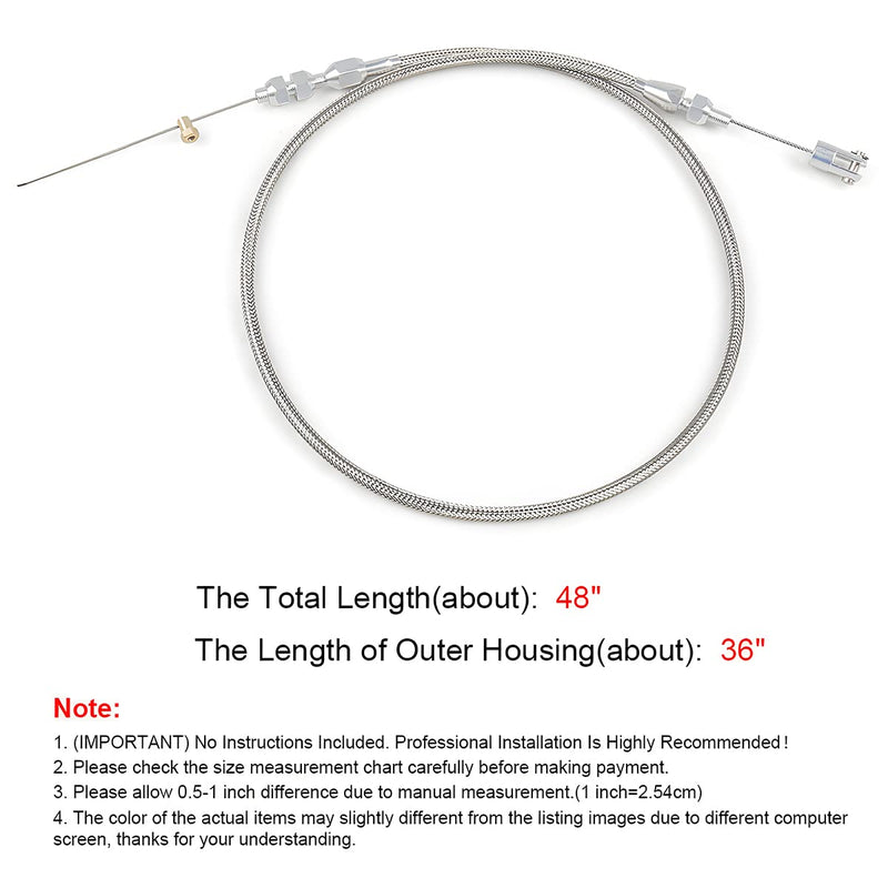AICEL 36" Braided Throttle Cable, Compatible with 97-07 Silverado LS1 Engine 4.8L 5.3L 5.7L 6.0L, Stainless Steel Car Accelerator Throttle Cable Repair Kit, Universal Car Replacement Accessories