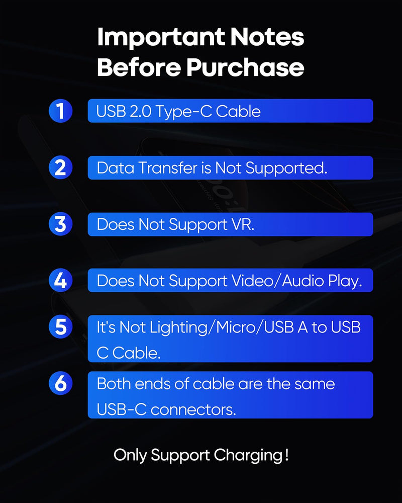 USB C to USB C Cable 25FT [60W Fast Charging, Extra Long Type C Cable] (No Data Transfer) for iPhone 16/15, Galaxy, Pixel, Switch, Camera & More - White 1