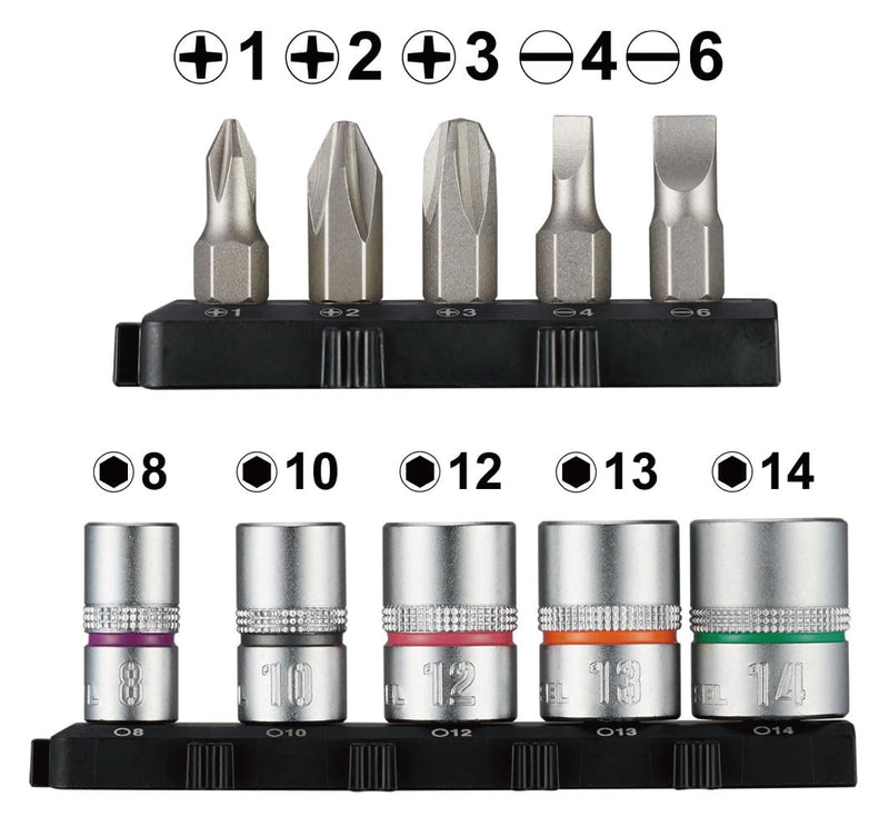 Vessel SLH2-1 2-Way Speed L-Shaped Handle Bit/Socket Set