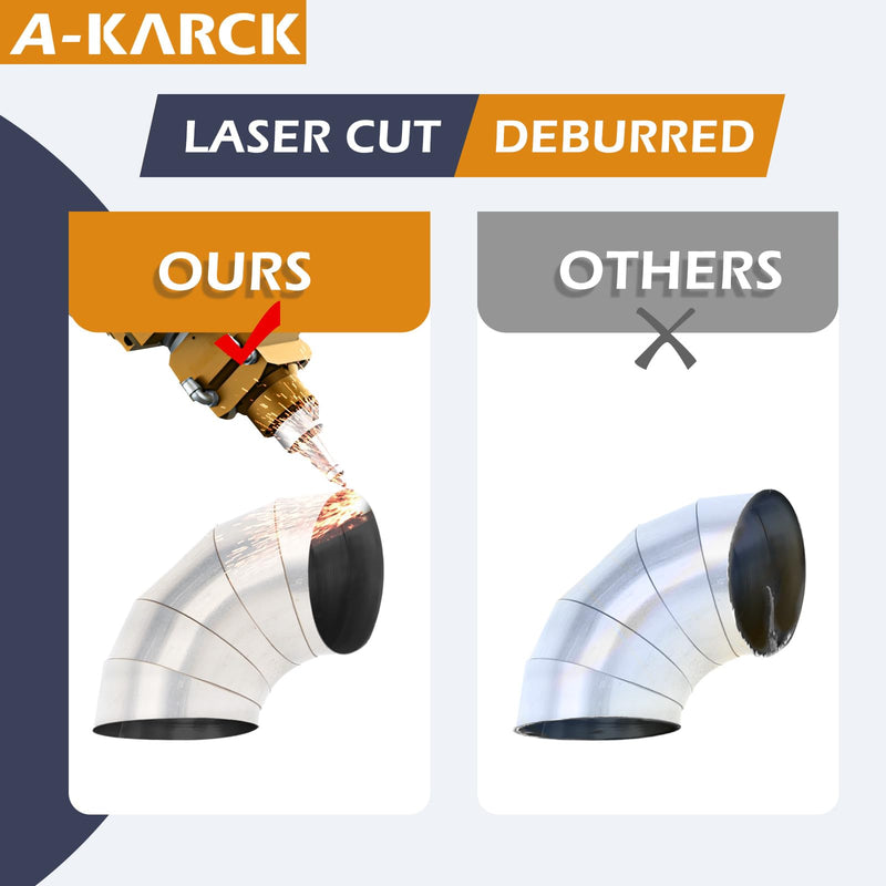 A-KARCK 304 Stainless Steel Pie Cuts, 3'' Exhaust Pipe with Laser Cut 5 Pcs（polishing） 3.0inch