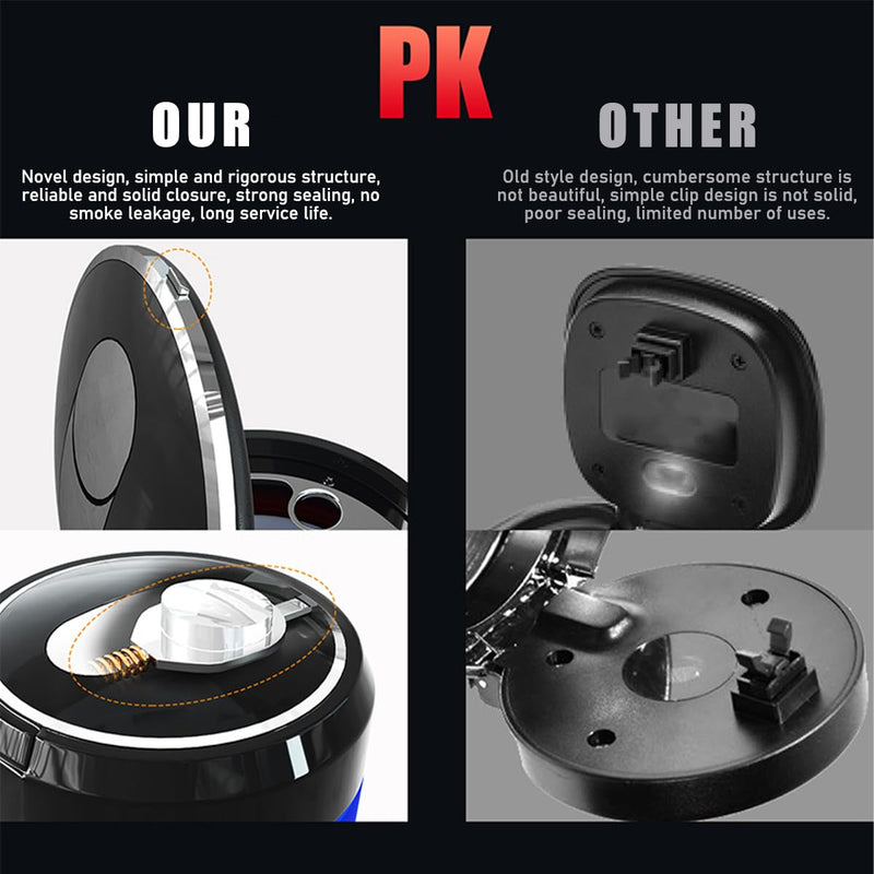 Car Ashtray, Portable Smokeless Cylinder Cup Holder Ash Tray, Smokeless Auto Ash Tray with Lid & LED Blue Light for Most Vehicles, Universal Interior Car Accessories (Red, Large) Red