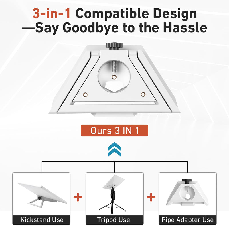 Canvcle Starlink Mini Tripod Adapter — 3-in-1 Mini Kickstand & Pipe Adapter & Tripod Adapter, Replacement Mount Works for Starlink Mini (1/4" - 3/8"), Fits Tripods, Camera Stands & Clamp Mounts