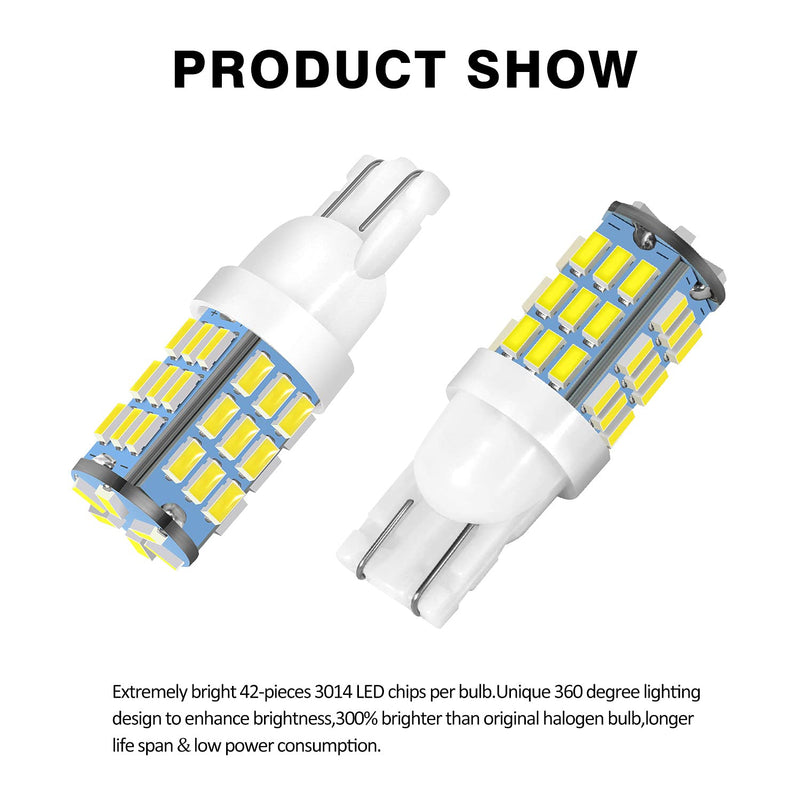 T10 921 194 168 175 LED Bulbs White 20-Packs, Super Bright 3014 42-SMD LED Replacement 12 Volt RV Camper Trailer Boat Trunk Interior Dome Map License Lights, Backup Reverse Lights