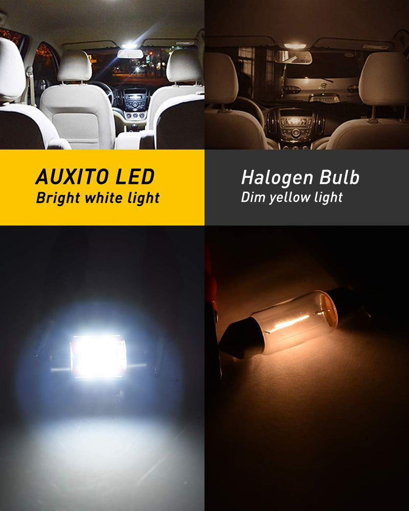AUXITO CANBUS Error Free 4-SMD 3030 Chipset 31mm (1.25 inch) DE3175 DE3021 Festoon 6000K Xenon White LED Bulbs Replacement for Interior Map Dome Marker License Plate Lights(Pack of 4)