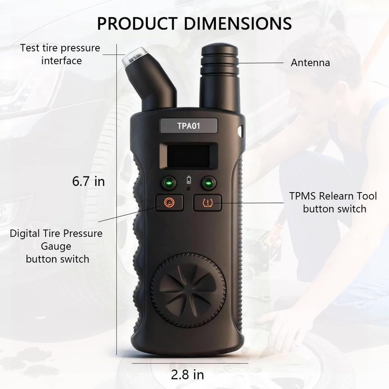 TPMS Reset Tool for GM with 150 PSI Digital Tire Pressure Gauge, Quick Relearn Tire Sensor, Compatible with for Buick for Chevy for Cadillac for Opel