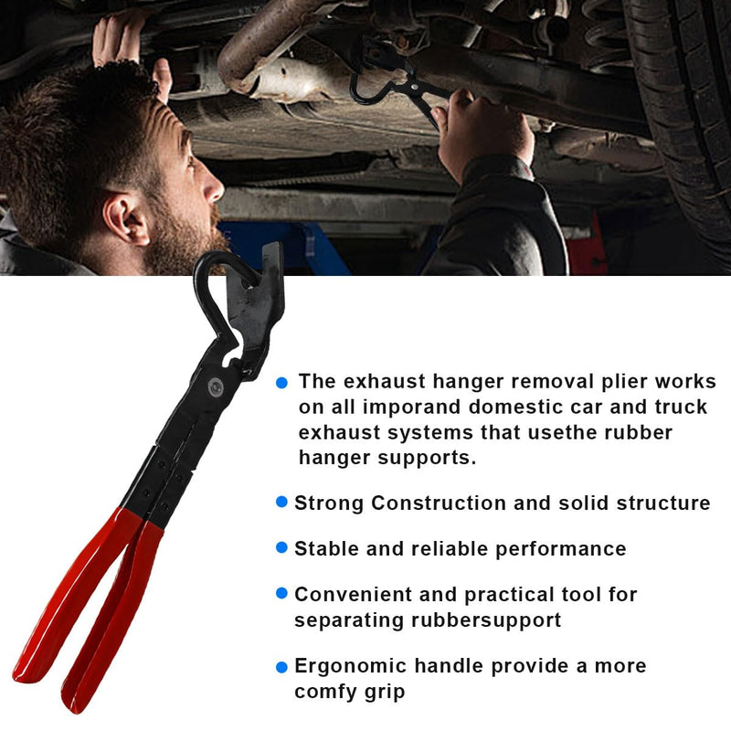 Car Exhaust Hanger Removal Pliers, Heavy Duty Separation Pliers for Exhaust Hanger and Rubber Bracket, Muffler Hanger Removal Tool for Most Exhaust Systems Hanger (Red) Red