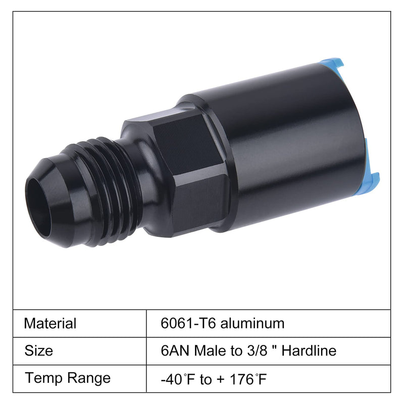 EVIL ENERGY 6AN Male to 3/8" SAE Quick-Disconnect Female Push-On EFI Fuel Rail Fitting 6AN to 3/8 Straight