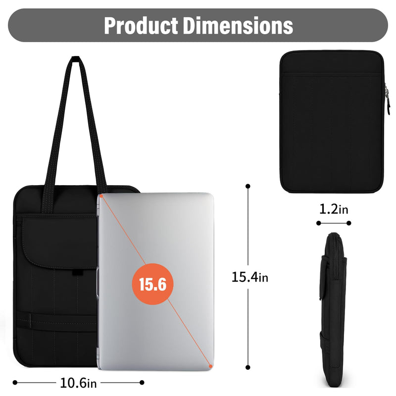 FGZ Laptop Shoulder Bag for Women,Black | Waterproof, Business Large Computer Handbag Purse Briefcase, Office Gifts for Women Black