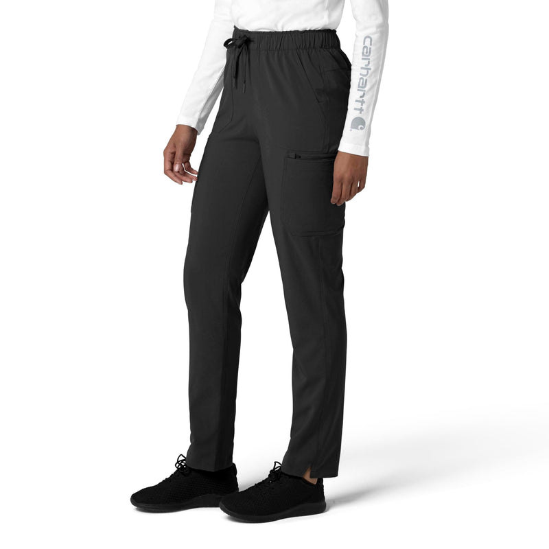 Carhartt Scrubs for Women Force Cross-Flex Straight-Leg Cargo Pants with Drawstring and 7 Pockets Medium Black