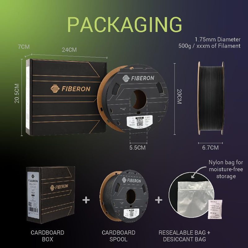 Polymaker Fiberon PA612-CF15 Carbon Fiber Nylon Filament 1.75mm Black 0.5kg, Fiberon PA612-CF15 Strong & Low Moisture Sensitive Nylon 1.75mm 3D Printing Filament 111 - 1.75mm Fiberon Pa612-cf15 Black 0.5kg (Hex Code: #302e2f)