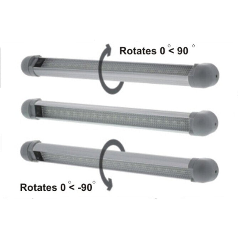 Lightronic LED Light Fixture 9" Compact Size, 6000K Cool-White Even Diffused Beam, 12V/24V DC, Built-in On/Off Rocker Switch, 180° Pivoting Mounts Aluninum Housing for RV & Enclosed Trailer, 1-Pack 9 inch 1-Pack